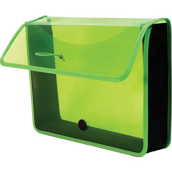 Lion Office Products Epand-N-File Poly Expanding Wallet - Transparent Green LIO48160GR